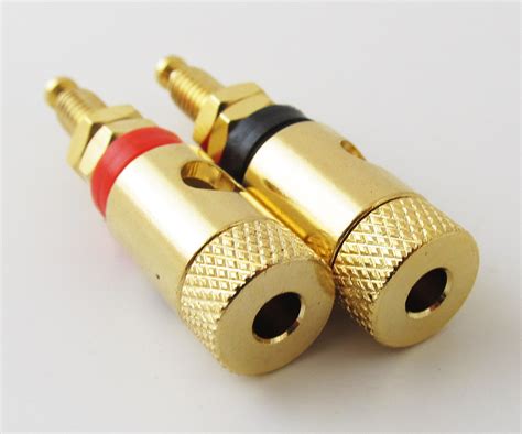 2pcs Gold Plated Binding Post 4mm Banana Plug Amplifier Speaker Socket