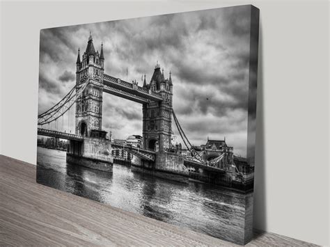 London Bridge Black And White Canvas Art Print