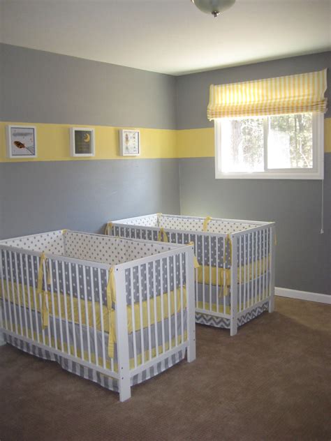 My Gray And Yellow Nursery Swafford Babies Nursery Twins Striped