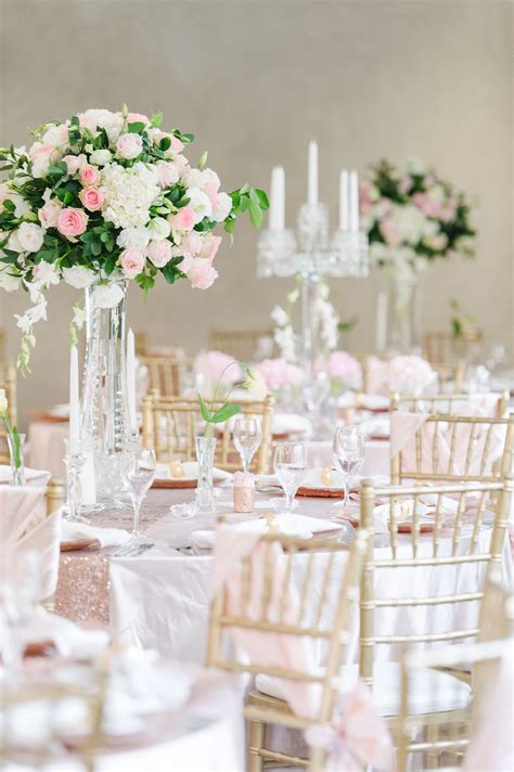 Romantic And Lush White And Blush Pink Flower Centerpieces Using