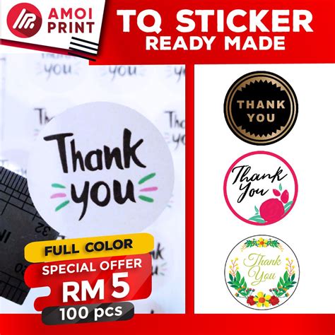 100pcs Tq Sticker Sticker Terima Kasih Ready Made Shopee Malaysia