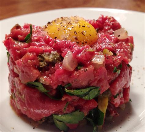 Be sure to use basic food handling and safety practices when preparing raw food. Raw egg with raw beef ;) | Raw food recipes, Food, Beef