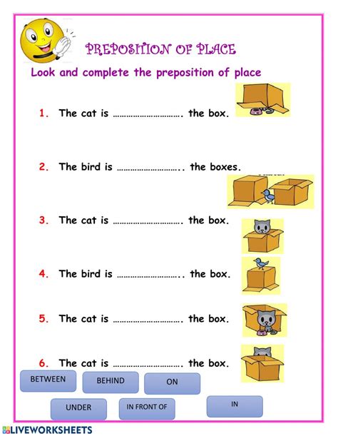 Prepositions Of Place Online Exercise For Level 1