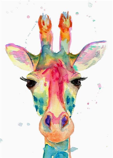 Watercolor Giraffe Painting For Home Decor Watercolor Giraffe Etsy