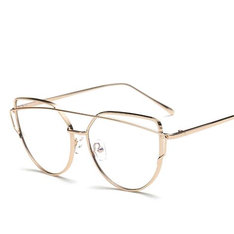rose gold polygon metal frame eyeglasses clear lens fake glasses oversized spectacle eyewear
