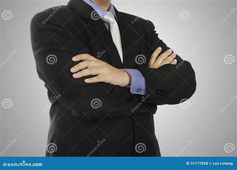Confident Folding Hand Gesture Stock Photo Image Of Length Body