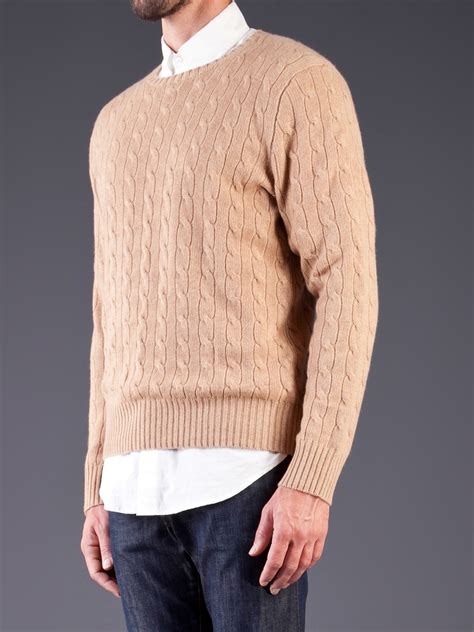 Lyst Polo Ralph Lauren Cashmere Cable Knit Sweater In Natural For Men