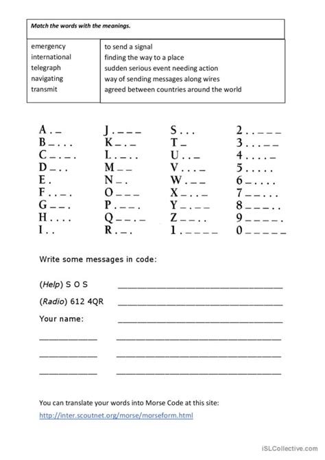 Morse Code Reading For Detail Deep English Esl Worksheets Pdf Doc