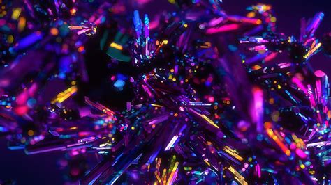 Wallpaper Crystals Digital Art Purple Abstract