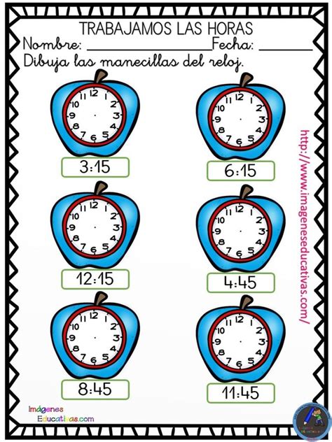 Nuevas Fichas Originales Para Trabajar Las Horas Con Relojes Analógicos Imagenes Educativas