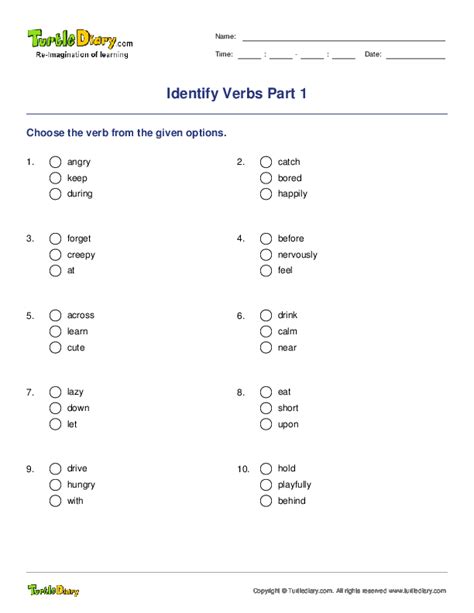 Identify Verbs Part 1 Turtle Diary Worksheet