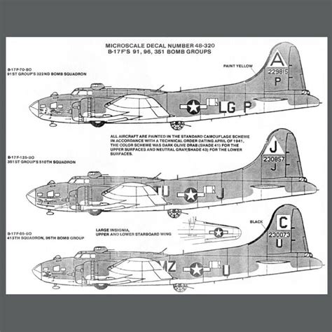148 Microscale Decals B 17fs 91st 96th And 351st