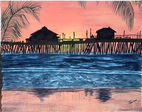 Sd Dock At Sunset Painting By Kathy Przepadlo Fine Art America