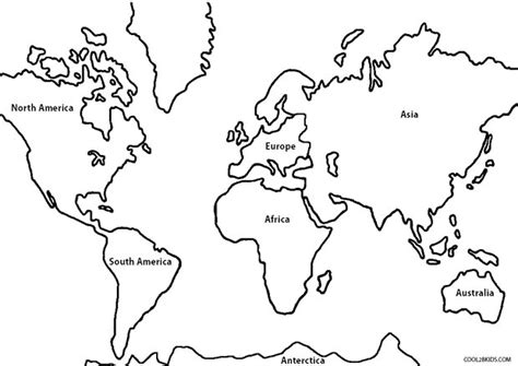 World Map Of All Continents Coloring Page World Map Of All Continents