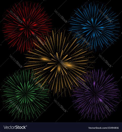 Colorful Realistic Fireworks Royalty Free Vector Image