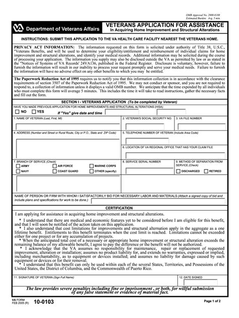 Va Form 10 0103 Fill Online Printable Fillable Blank Pdffiller
