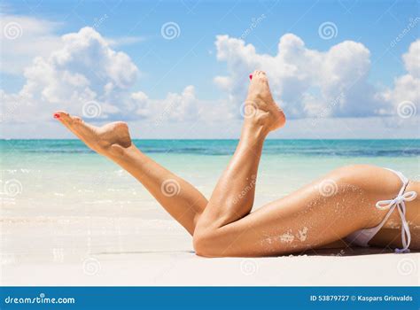 Sexy Women Legs On The Beach Stock Photo Image 53879727