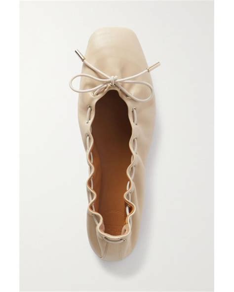 Chloé Oracia Bow Embellished Leather Ballet Flats In Natural Lyst