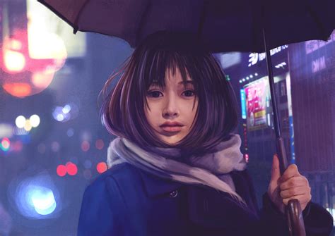 Asian Girl Umbrella Hd Artwork Digital Art Artist Hd Wallpaper