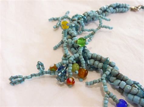 Vintage Twisted Seed Bead Necklace With Glass Coral Like Etsy