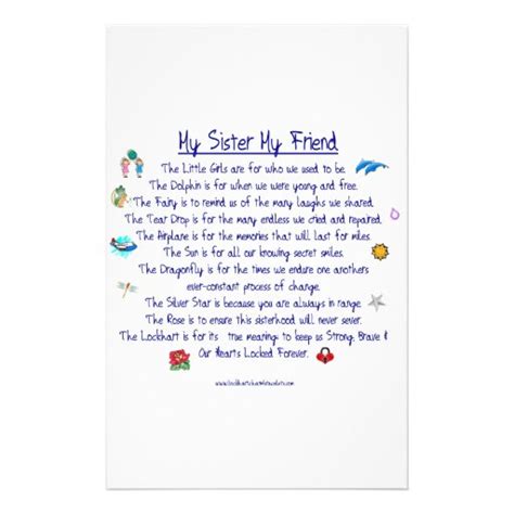 my sister my friend poem with graphics stationery zazzle
