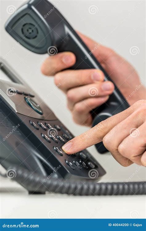 Man Dialing Out On A Landline Telephone Stock Photo Image Of Hand