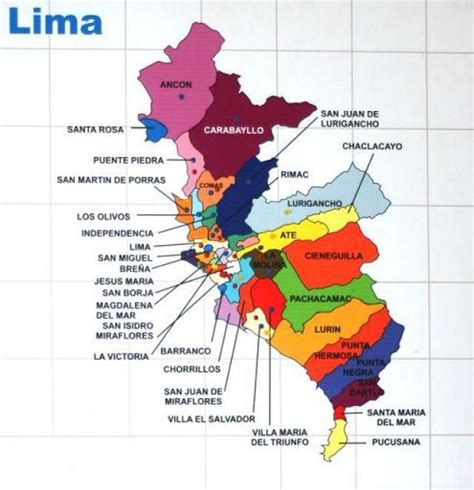 Estructura Distrital De Lima Metropolitana Peru Mapa Per Lima