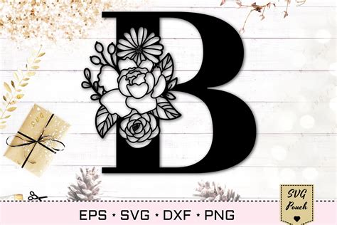 Floral Letter B Svg Flower B Monogram Font Initial Svg 549493 Cut