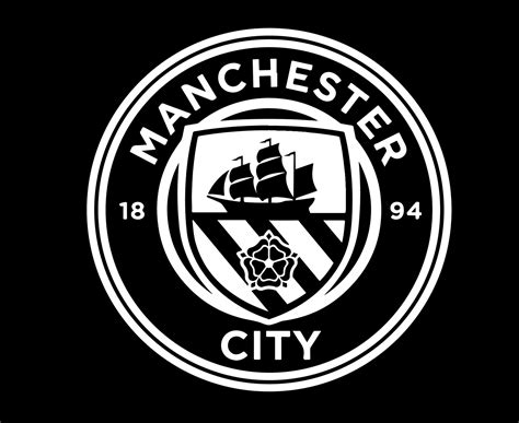 Manchester City Football Club Logo Symbol White And Black Design