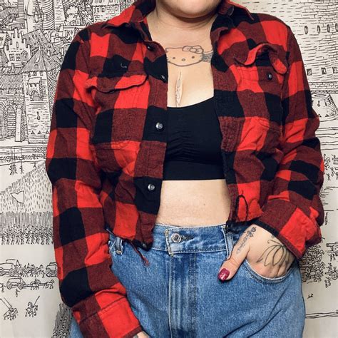 Red Flannel Shirt/Cropped Flannel/Flannel Shirt/Cropped ...