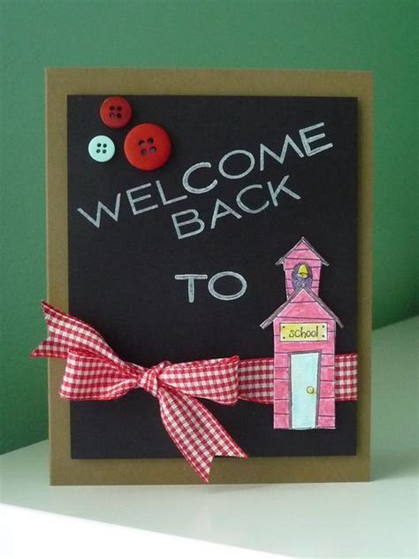 A Welcome Back To School Card With Buttons On It