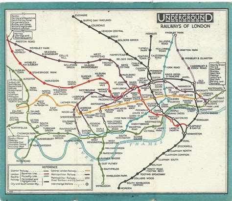 Vintage London Tube Map The Underground Antique British Vintage Map