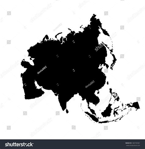 Asia Vector Map Silhouette Isolated On Stock Vector 180735581