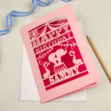 Personalised Papercut Circus Birthday Card By Pogofandango