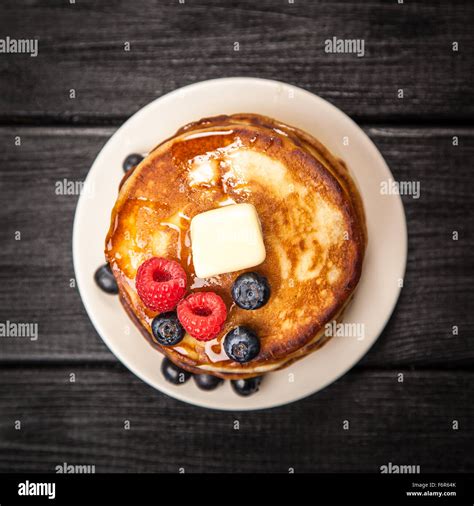 High Pile Of Delicious Pancakes Stock Photo Alamy