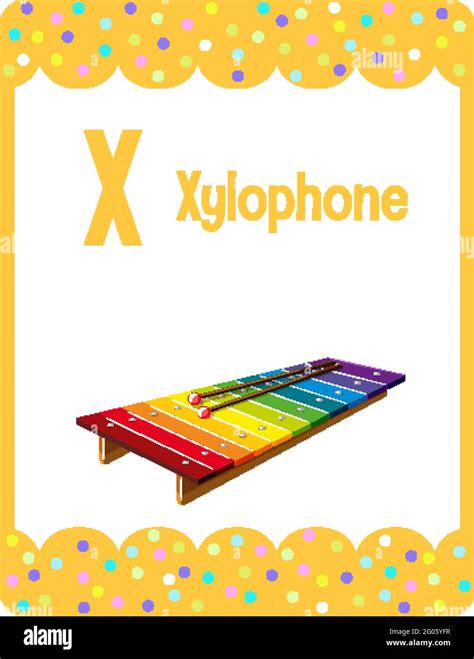 Alphabet Flashcard With Letter X For Xylophone Illustration Stock