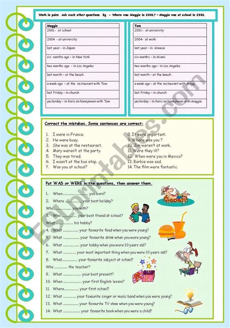 Was Were Past Simple To Be Worksheet Grammar Worksheets Teaching