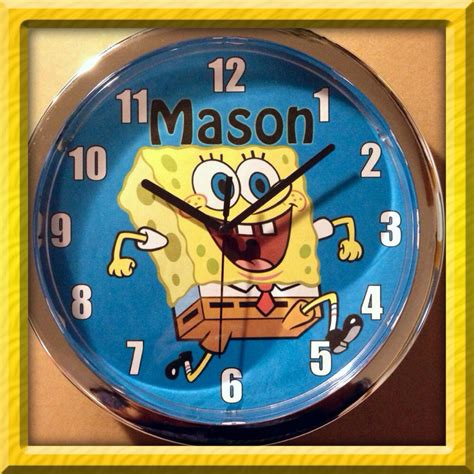 Personalized Spongebob Inspired Wall Clock By Dajshop On Etsy Clock