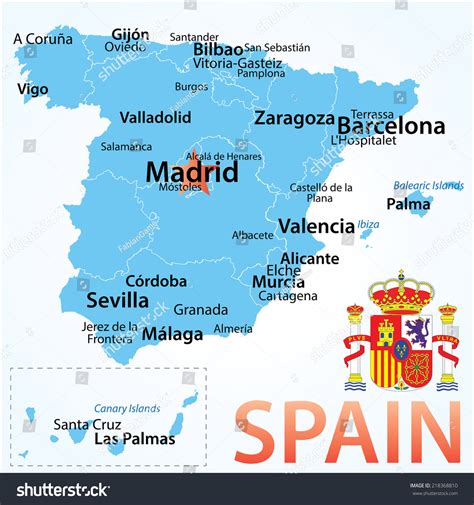 √ Spain Map With Cities Spain Map With Borders Cities Capital And