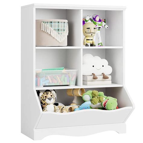 Homfa Kids Cubby Toy Storage Cabinet Wood Toy Organizer Of 5 Bins