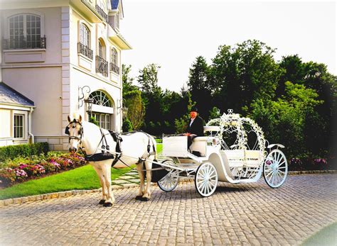 Cinderella Carriage With White Horse At Park Chateau Wedding