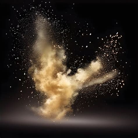 Premium Ai Image A Black Background With A Yellow Dust Explosion