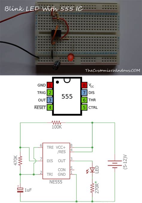 Blink Led With 555 Ic Classic Ic Circuit Diagram I