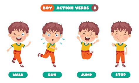 Action Verbs For Children Education Premium Vector
