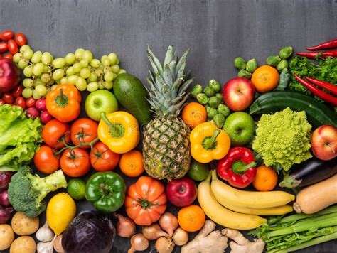 Healthy Eating Ingredients Fresh Vegetables Fruits And Superfood