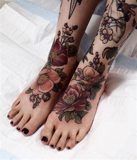 Sophia Baughan Neotrad Flower Feet Tattoo Tattoo Son Leg Tattoo Men