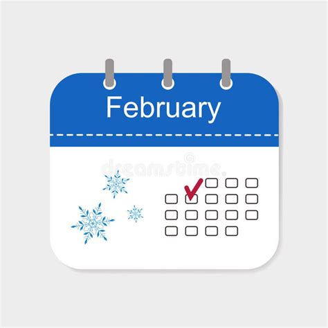 Calendar Icon February With Pattern Isolated On White Background Stock