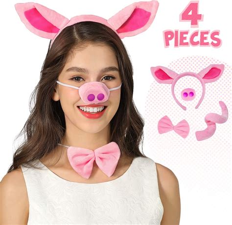 Pig Nose Ears And Tail Set Pig Ear Headband Costume Accessory Kit One