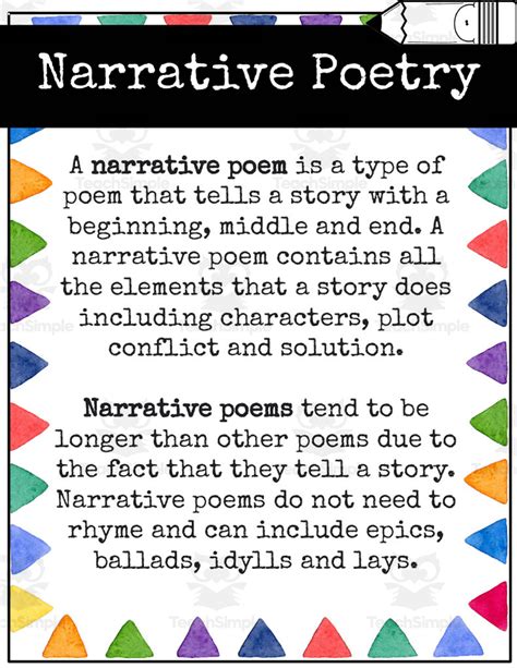 Narrative Poetry Writing Posters And Graphic Organizers By Teach Simple