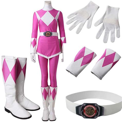 Women Mighty Morphin Power Rangers Costume Pink Ranger Costume Jumpsui